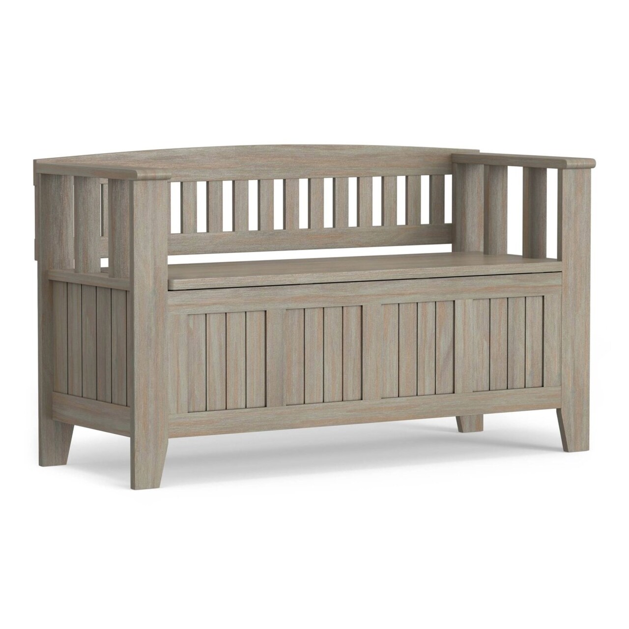 Simpli Home Acadian Solid Wood 48"Storage Bench Safety Hinge Multifunctional